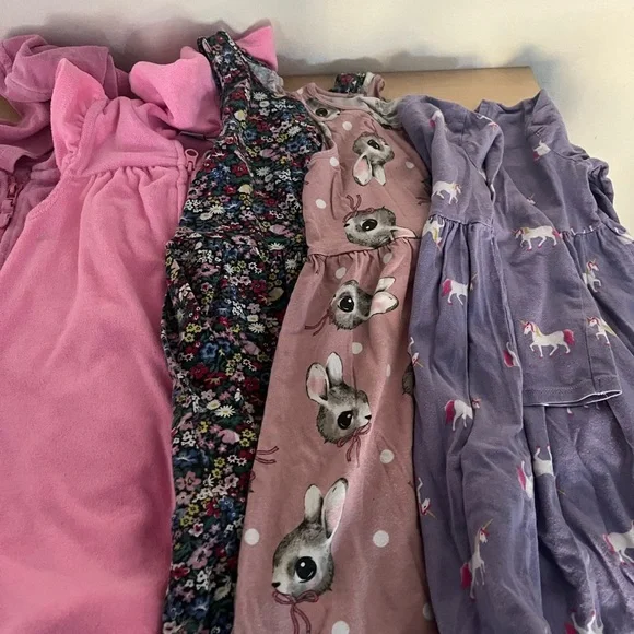 H&M old navy mixed lot brand Pink girls print  Kids Dresses 4-5-6 robes - Picture 7 of 7